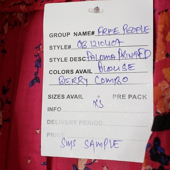 Free People Paloma Red Berry Long Sleeves Top Limited Edition Bohemian Chic - Picture 9 of 16